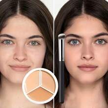 3pcs 3 Colors Concealer Palette With Brush | Waterproof, Long-Lasting Coverage Of Marks, Redness & Dark Circles | Beauty Makeup Tool, Concealer, Face Concealer, Concealer Full Coverage, Makeup Product, Concealer Makeup, Make Up, Korean-Style Concealer - Nhiều màu - Xem 7