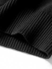 Men's Solid Color Long Sleeve Zip-Up Stand Collar Sweater, Versatile & Commuter-Friendly, Autumn/Winter - Black - View 5