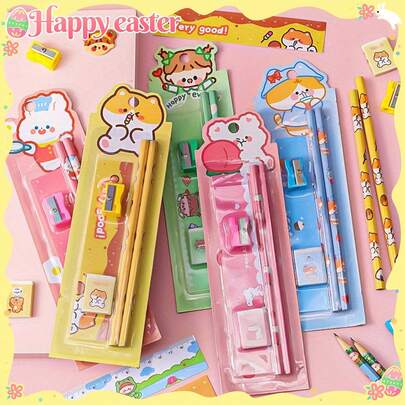 2 Sets, 5pcs/Set Pencil & Stationery Gift Box, Student Pencil Stationery Gift Pack - Thanksgiving Gift Reward (Accessory Colors Random)