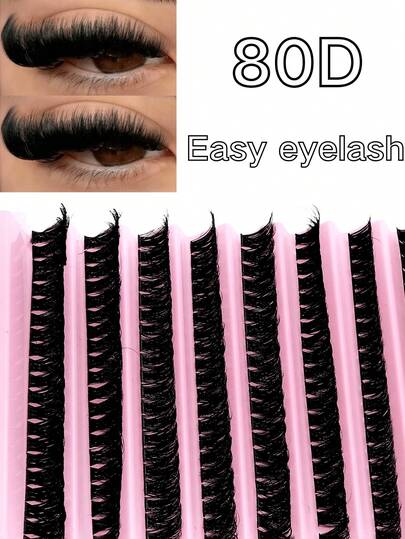 200pcs/Pack Reusable 80D Fluffy Single Lashes, Suitable For Party, Stage And Holiday Makeup, Eyelash Cluster, False Eyelash Cluster, Individual False Lashes, Fake Eyelashes