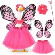 SilTriangle 5pcs Butterfly Porch Goose Outfit Costume Tutu Skirt Butterfly Wings Wand Flower Crown For 17 ' 23 ' Cement Goose(Purple) - nhiều màu - Xem 8