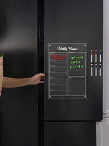 1pc Weekly Meal Magnetic Whiteboard Fridge Decor, Reusable Transparent Memo Writing Board, Weekly Meal Planner (Comes With 6 Magnetic Whiteboard Markers) - 1PC - View 7