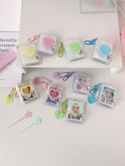 1pc Creative Transparent Glitter 2-Inch Photo Album, Suitable For Keychains, Pendants, Photo Album, Student ID, Certificate Photo Storage