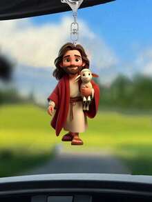 2D Acrylic Religious Keychain, Faith-Based Acrylic Keychain, Religious Figure Pendant, Spiritual Lamb Keychain, Flat Acrylic Keychain Adopts The Cute Design Of A Person Holding A Lamb, Adding Meaningful And Fashionable Accents To Keys, Bags Or Backpacks. - Multicolor - View 10