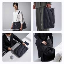 13.3/14 英寸笔记本电脑保护套，适用于平板电脑和笔记本电脑，360° 全方位保护，轻巧便携，4 个收纳隔层，带衬垫的笔记本电脑包 - 灰色 - 查看 8