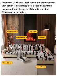 1pc Thick Warm Jacquard Soft Velvet Anti-Slip Sofa Seat Cushion Cover, Style Soft & Skin-Friendly Pet-Proof Elastic Sofa Slipcover, Autumn/Winter Anti-Scratch Sofa Skirt Suitable For L-Shaped Combination Sofa And 1/2/3/4 Seat Sofa (Sold Individually) - Beige - View 11