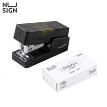 DELI NS083C Mini Stapler: Durable Steel Mechanism, Pocket-Sized And Easy To Carry. Easily Binds 12 Pages. Includes A Staple Remover For Convenient Correction. A Must-Have For Students' Classroom Assignments. - Black - View 1