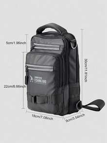 Outdoor Small Fishing Tackle Storage Chest Bag, Men's Sling Bag, Spacious Interior, Organized Storage, Portable And Easy To Use, Multi-Compartment Design, Adjustable Shoulder Strap, Zipper Closure, Fashionable Black Appearance - Black - View 5