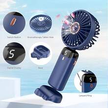 1個夏季手持式風扇，5段速靜音USB充電式便攜迷你電風扇，強勁便攜風扇適用於辦公桌、學生宿舍，超長電池續航力，小型戶外超強冷卻裝置，度假旅行必備，禮物、戶外、海灘、旅行、運動、居家、辦公、日常使用、假期必備、汽車旅行、室內/戶外冷卻，靜音便攜風扇，身體風扇 - 彩色 - 查看 7