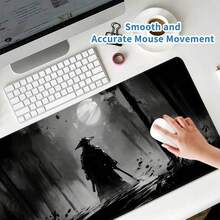 Mousepad de Aquarela Samurai - Tapete de Teclado e Mouse de Tamanho Grande, Pode Ser Usado como Protetor de Mesa, Tapete de Estudo ou Tapete de Teclado. Múltiplos Tamanhos Disponíveis, 15,7*35,4 Polegadas (40*90 Cm). Um Presente de Aniversário e Feriado Ideal - Este Tapete de Teclado de Computador e Laptop é Adequado para Jogadores, Trabalhadores de Escritório e Estudantes. A Frente Apresenta um Material Suave e Macio de Alta Qualidade para um Toque Confortável - B - Visão 3
