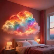 1PC DIY Thundercloud LED Light, Led Wall Lamp, LED Light Strip, LED Cloud Light With Music Rhythm, LED Light String, USB-Powered Wall-Mounted Giant Cloud Lamp, DIY Thundercloud Night Light, Vibrant Mood Night Light, Decorative Lighting, Bedroom LED Light, Ideal Festive Decor For Offices, Bedrooms, Hotels, Parties, And Restaurants - 多色款 - 查看 1