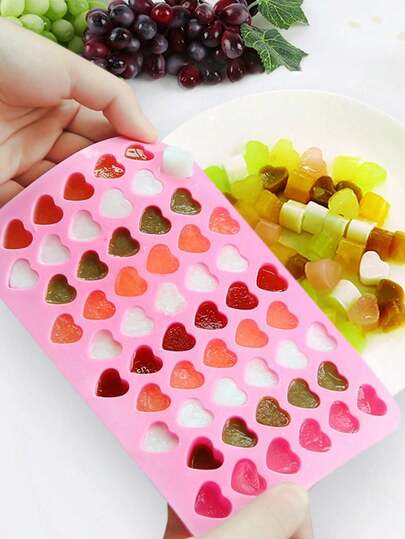 1 pieza Molde de silicona con forma de corazón, 55 cavidades Molde de silicona rosa, apto para hacer manualidades DIY