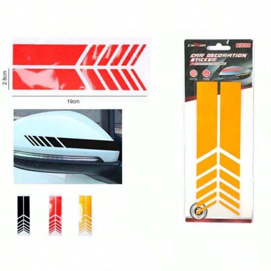 Calcomanías Deportivas para Espejo Retrovisor de Auto C1800 - Par de Franjas Decorativas Estilo Tuning Racing - Vinil Re - A - Ver 1