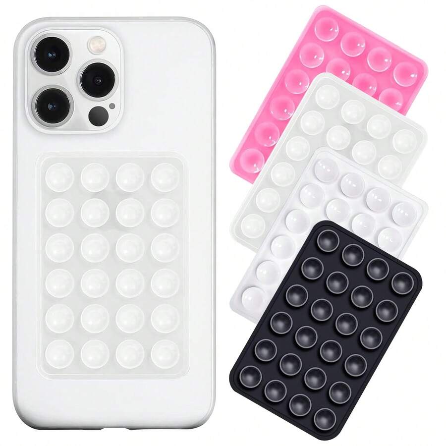 Set de 3 suporturi pentru telefon cu ventuză, silicon, antiderapant, suport pentru telefon, suport adeziv din silicon, hands-free, suport cu ventuză puternică, mâner lipicios pentru telefon, suport hands-free pentru accesorii pentru telefon, potrivit pentru selfie-uri și înregistrare, cadou de Ziua Îndrăgostiților - Multicolor - Vizualizare 1