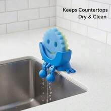 1PC Cute Sea Creature Design Sink Organizer & Scrubber Holder With Drainage Hole | Multi-Use Kitchen Sink & Bathroom Vanity Shelf Caddy For Sponge, Soap & Cleaning Brushes | Drying Stand Accessory For Kitchen Essentials, Bathroom & Household Cleaning Supplies - 彩色 - 查看 5