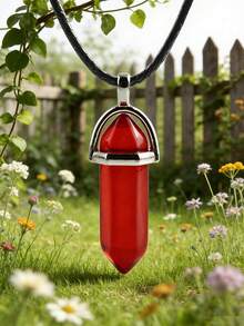 1/5/10/20 Pcs Women Natural Stone Pendant Necklaces, Crystal Heart Gemstone Chakra Crystal Jewelry, PU Leather Cord Jewelry Gifts, Holiday Party Supplies - Multicolor - View 10