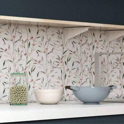 1 Roll Of Pink Flower Instant Peeling And Pasting Wallpaper, Removable Self-Adhesive Wallpaper, Modern Wallpaper Is Suitable For Bedroom Bathroom Green Leaf Contact Paper, Suitable For Cabinets, Desktops, Home Decoration Paper