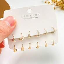 1 Set Fashionable Metal C-Shaped Stud Earrings, New Style Jewelry - one-size - View 4