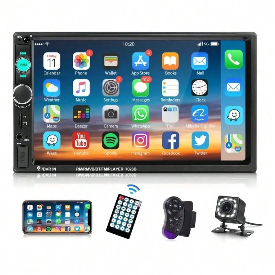 Auto Estereo De Pantalla Doble Din Control Volante & Camara - A - Ver 1