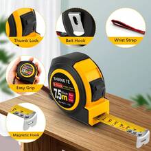1pc Durable & Anti-Scratch Professional Tape Measure - 295.27 Inches, 196.85 Inches - Easy-To-Read Fractional Markings To 1/8 Inch, Zero Reset Design, Auto-Lock Retractable, Household Measuring Tool, Metric & Imperial Measurement, Suitable For Home, Renovation, Construction - Yellow and Black - View 5