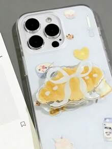 1pc INS Bow Acrylic Resin Phone Holder, Foldable Portable Air Cushion Phone Stand - Multicolor - View 3