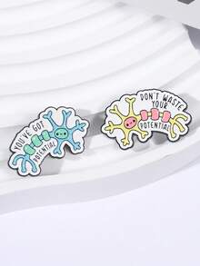 2pcs Neuron Science Geek Inspirational Badges, Building Block Synapse Design, Neuroscience Student Daily Motivation & Fun Identity Expression - Multicolor - View 7