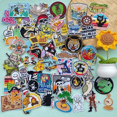 10-30pcs/Set Cartoon Duck Animal Embroidered Patches, Cute Cat Clothing Applique, DIY Sewing Accessories, Random Color