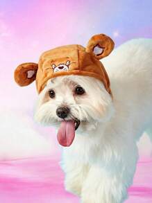 Care Bears X PETSIN 1pc Pet Cat Dog Universal Brown Three-Dimensional Ears Cute Cartoon Cos Pet Hat - Brown - View 2