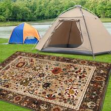 1 件复古棕褐色花卉图案地毯。天鹅绒材质，约重 850 克，厚度 0.6 厘米。经久耐用，防滑，易于清洁。多种尺寸可选。适用于厨房/客厅/餐厅/卧室/阳台/浴室/书房。完美的家居装饰之选。 - 彩色 - 查看 6