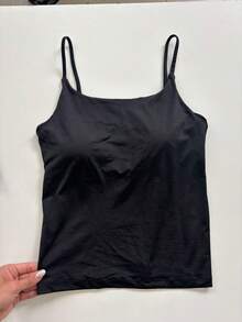 Regata De Alcinha  Bojo Removível Forro Triplo Tube Feminino Básico Poliamida Não Marca Blusa Básica Verão Fitness Slim Fit Moda Feminina Aesthetic - Preto - Visão 5