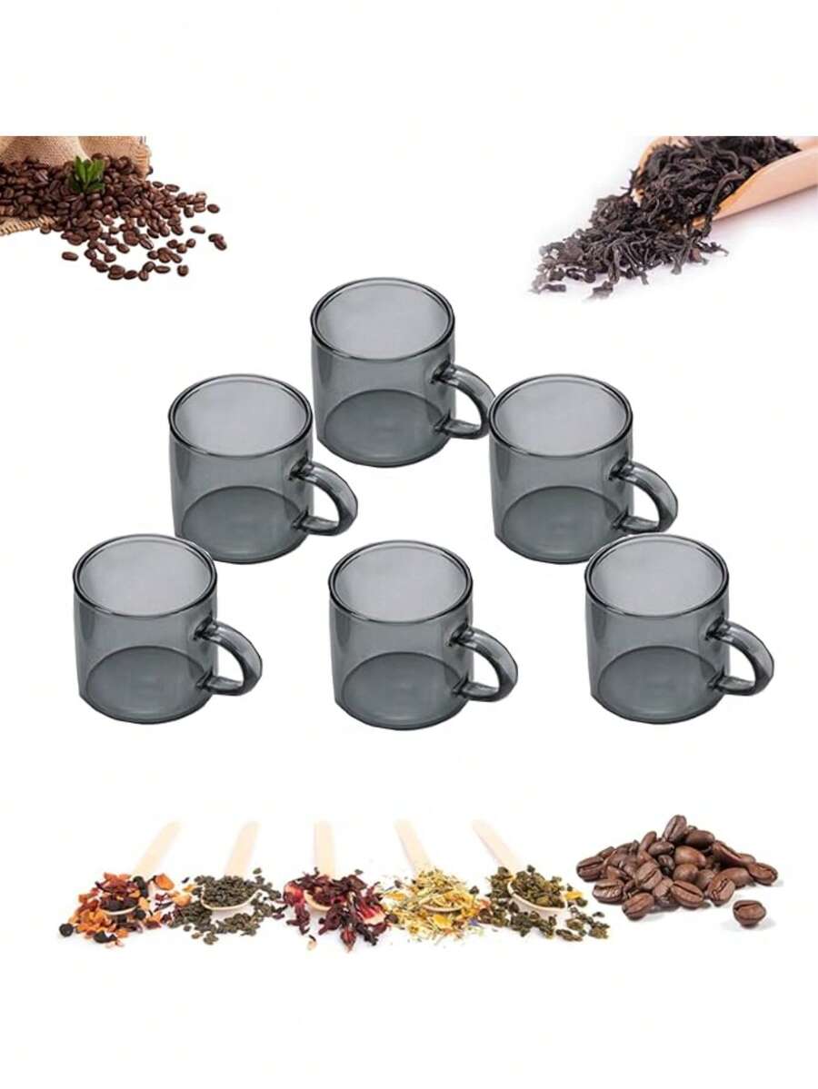 Bộ 4 cốc thủy tinh chịu nhiệt có tay cầm - Hoàn hảo cho cà phê, trà và đồ uống nóng - Lý tưởng cho gia đình, tiệc tùng, nhà hàng, Giáng sinh và Năm mới - Chỉ rửa bằng tay, làm bằng thủy tinh. - Nhiều màu - Xem 1