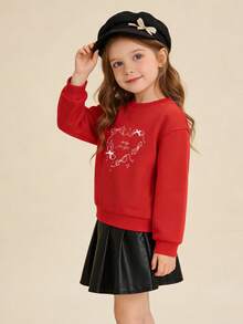 Balabala 2-5Y Girls' Fleece Sweatshirt, Warm & Soft, Cute Long Sleeve Spring Top