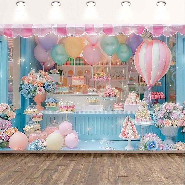 1 Bear Birthday Background Multifunctional Polyester Photographic Background With Balloon Teddy Bear And "Happy Birthday" Text, , Machine Washable, Very Suitable For Party Weddings And Seasonal Celebrations, Various Styles To Choose From, And Various Sizes To Choose From. - G - View 4