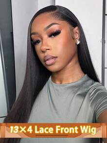 13x4 Transparent Lace Front Wig Bone Straight Lace Wigs 180% Density Brazilian Lace Frontal Wigs Human Hair For Women - Natural Black - View 2