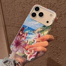 Estuche para teléfono con vista al océano y flores tropicales Compatible con estuches para teléfonos   17  16 Pro Max  15 Pro Max  13 y  12 Hecho de material de TPU que brinda protección contra golpes y caídas Un gran regalo para familiares, amigos, seres queridos, novios/novias y para aniversarios - Blanco - Ver 6