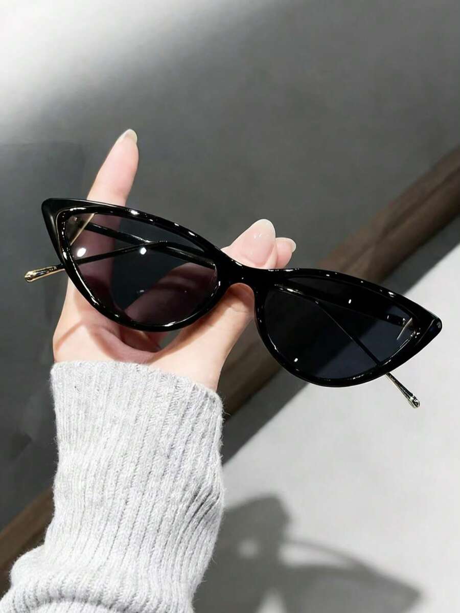 1副复古猫眼小框眼镜，时尚男女通用眼镜，适合休闲、时尚、派对等场合 - 彩色 - 查看 1