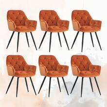 AINPECCA 1/2/4/6 Dining Chairs With Velvet Thick Padded Upholstered Kitchen Tub Chair Armchair With Backrest Metal Legs Living Room Reception Leisure Chairs For Bedroom Lounge Office - Orange - View 6
