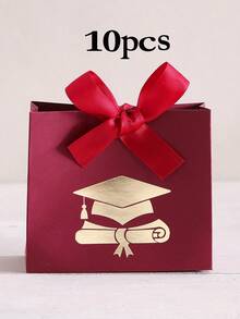 10pcs Mini Graduation Gift Boxes - Candy Boxes With Gold Foil Graduation Cap And Diploma Pattern, Satin Ribbon Bow - Suitable For Graduation Party, Ceremony Souvenirs, Small Candy Packaging For DIY - Multicolor - View 16