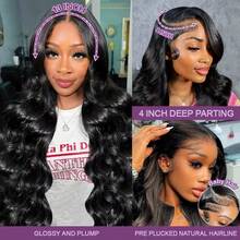 34 Inch Lace Front Wigs Pre Plucked Body Wave Glueless Wigs For Women Body Wave Lace Front Wigs 13x4 Lace Front Wigs 200% Density Highlight Human Blended Hair Lace Front Wigs Natural Black - Natural & Black - View 5