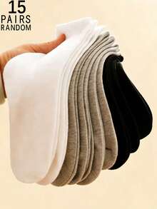 1/5/10/15/20 Paar zufällige Damen einfarbige retro minimalistische Knöchelsocken - Verschiedenfarbig - Übersicht 9