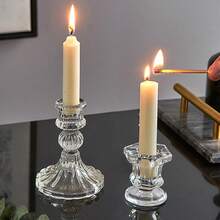 1 Pc/1 Set High-Transparency Glass Candle Holder, Modern Luxury Style Candle Holder. Suitable For Fireplace, Meditation, Ambient Lighting, Housewarming Gift, Birthday And Graduation Ceremonies, Ramadan Celebrations - one-size - View 9