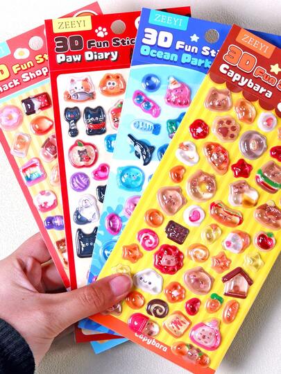 3D Reusable Cute Embossed Stickers, Suitable For Scrapbooking, Diaries, Notebooks, Laptops, Phone Cases, Etc. These Waterproof Stickers Feature Adorable Designs Including Puppies, Bears, And Marine Life With Clear 3D Animal Patterns. Great For Decorating Phone Cases Or Notebooks. Suitable For Children 6 Years Old And Above.