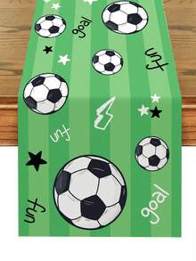 1pc Football Table Runner, Size 180*35cm, Polyester Tablecloth, Football Party Decor, Football Match Decor, Sports Theme Birthday Party Supplies, World Cup Home Decor, Kitchen Decor, Baby Party Decor, Tabletop Decor, Room Decor, Ideal For Football Fans, Football Party Favors, 2026 World Cup Decoration - Football - View 7
