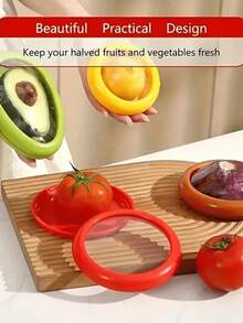 1/4件套可重复使用硅胶果蔬保鲜盒套装 - 抗氧化冰箱保鲜盒带盖 - 延长果蔬保鲜时间 - 彩色 - 查看 2