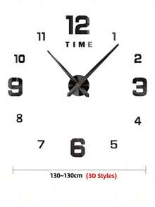 极简风格装饰钟，静音数字挂钟，创意钟，客厅卧室墙贴创意钟，北欧风家居办公室挂钟，DIY静音自粘悬挂式装饰钟 - 黑色 - 查看 18