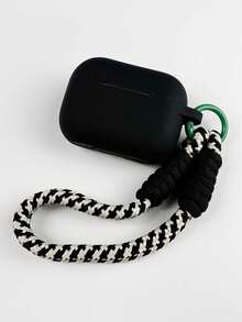 1pc Silicone Earphone Case With Spring Lanyard, Compatible With Apple 2/3/4/5, Pro/Pro2/Pro3, Skin-Friendly Creative Design - Black - View 4