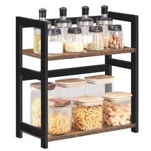 SONGMICS OFS046B01 2-Tier Storage Rack, Desk Organizer, Bamboo Frame, For Kitchens, Dining Rooms, Offices, Rustic Brown And Black - 鏽棕色 - 查看 10