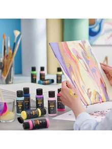 Un juego de seis soportes de lienzo de diferentes tamaños, cada uno equipado con diez pinceles. - A - Ver 8