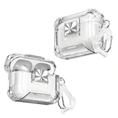 เคสป้องกันสวิตช์โปร่งใสแบบล็อคพร้อมขาตั้งสำหรับ Airpods Pro 3, ฝาครอบ TPU กันกระแทกสำหรับหูฟังไร้สาย Apple
