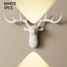 Lámpara de pared con sensor de movimiento con forma de cabeza de ciervo - Luz de pared LED inalámbrica recargable por USB, luz nocturna de inducción de 1200mAh, para oficina/dormitorio/escaleras, decoración navideña/de Halloween para habitación - Multicolor - Ver 15